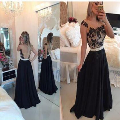 Long Prom Dress,black Prom Dress,backless Prom..