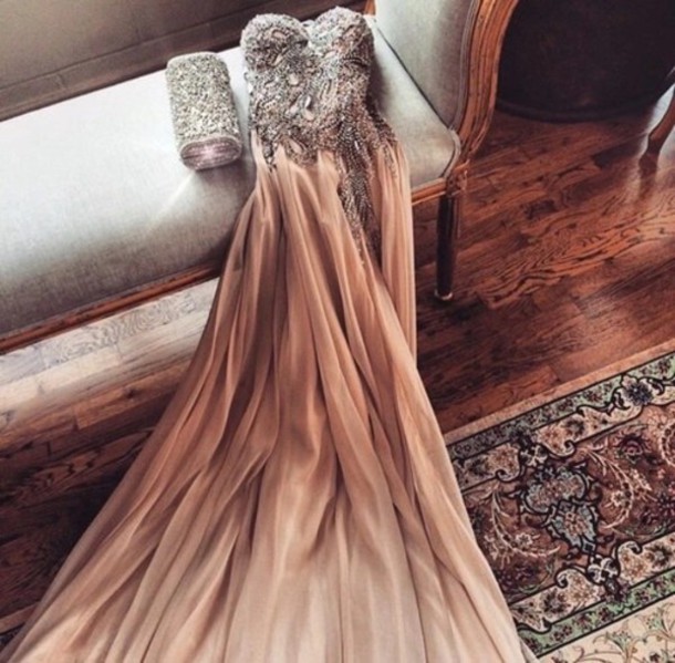 Glamorous Spaghetti Straps Prom Dress,crystal Beaded Prom Dress,champagne Prom Dress, Chiffon Formal Dress,evening Dress,wedding Party Dress,maxi