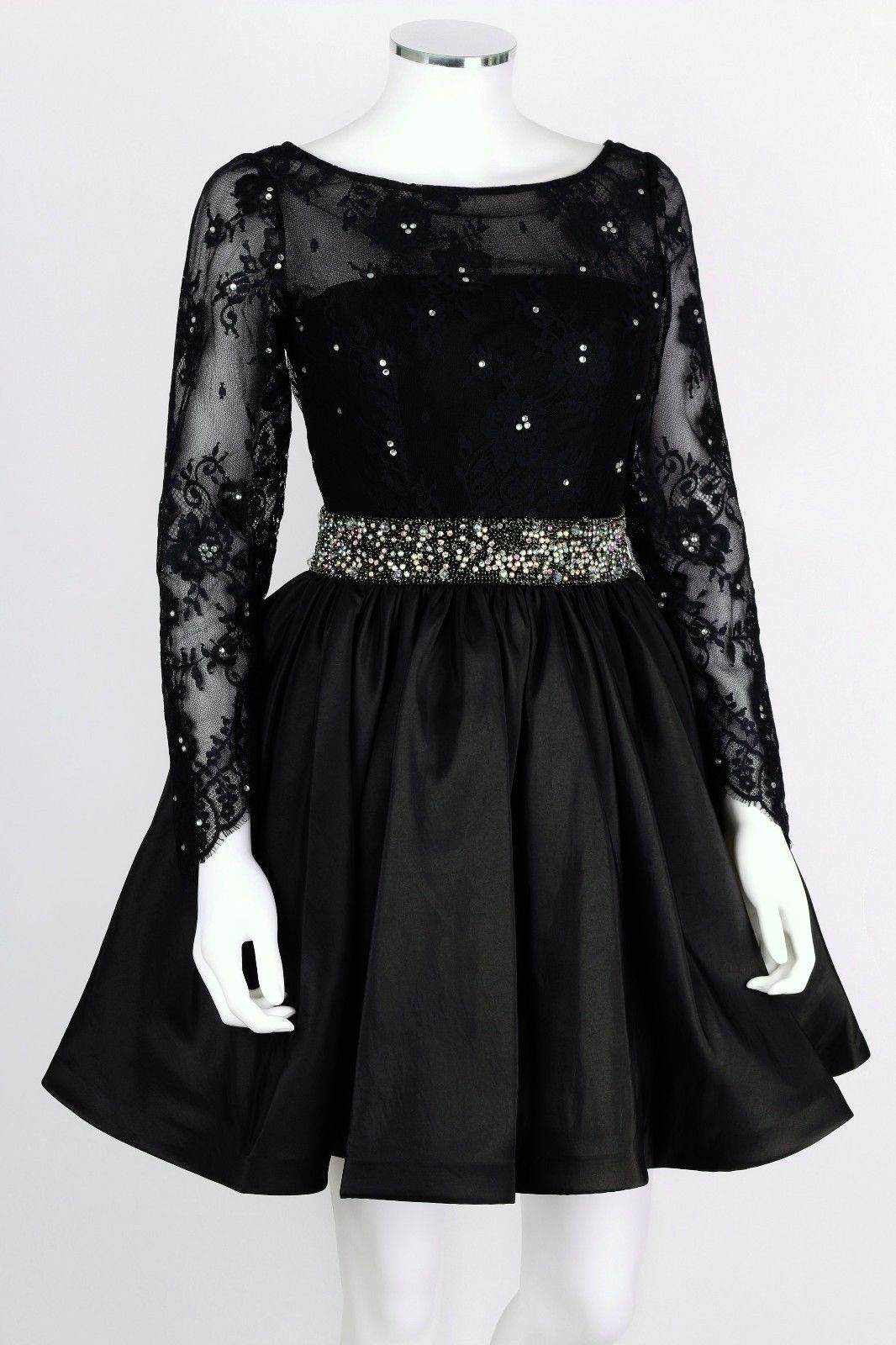 Black long sleeve short prom dress Clearance